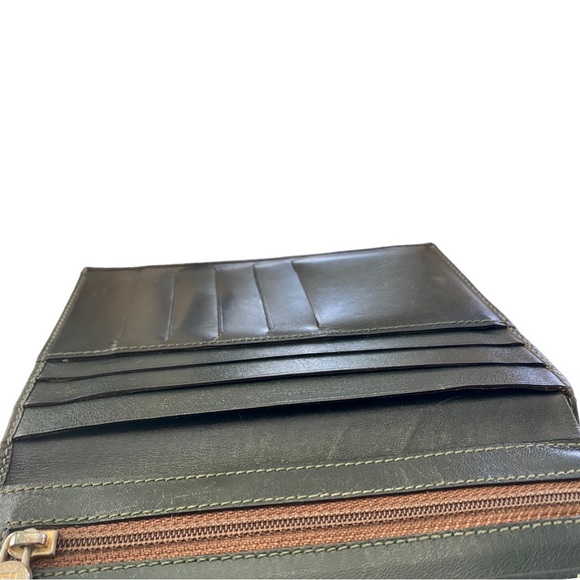 🔸FENDI🔸ULTRA RARE🔸1980 Janus Collection X-Large Unisex Green Leather Wallet - Picture 13 of 16